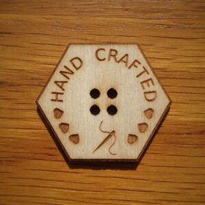 Hexagonal Wooden Button Hand Crafted Needle