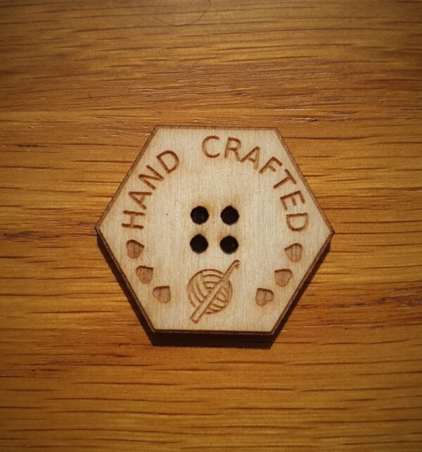 Hexagonal Wooden Button Hand Crafted Crochet