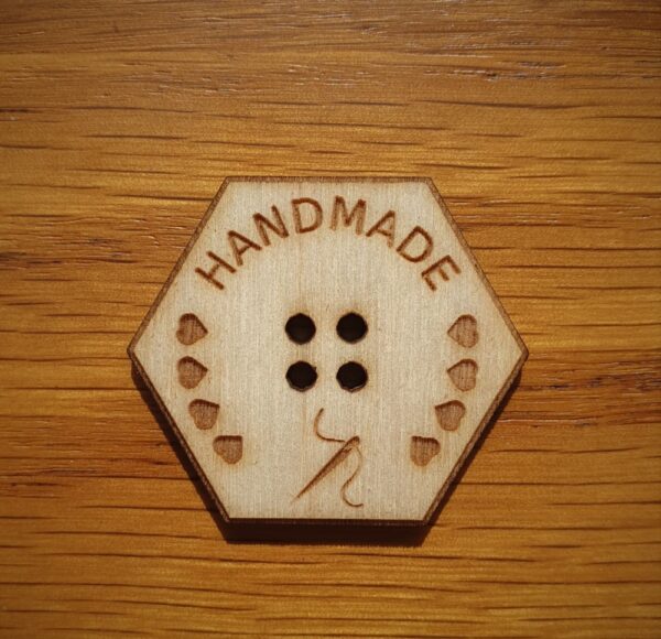 Hexagonal Wooden Button Handmade Needle