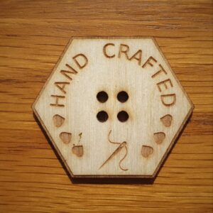 Hexagonal Wooden Button Hand Crafted Needle