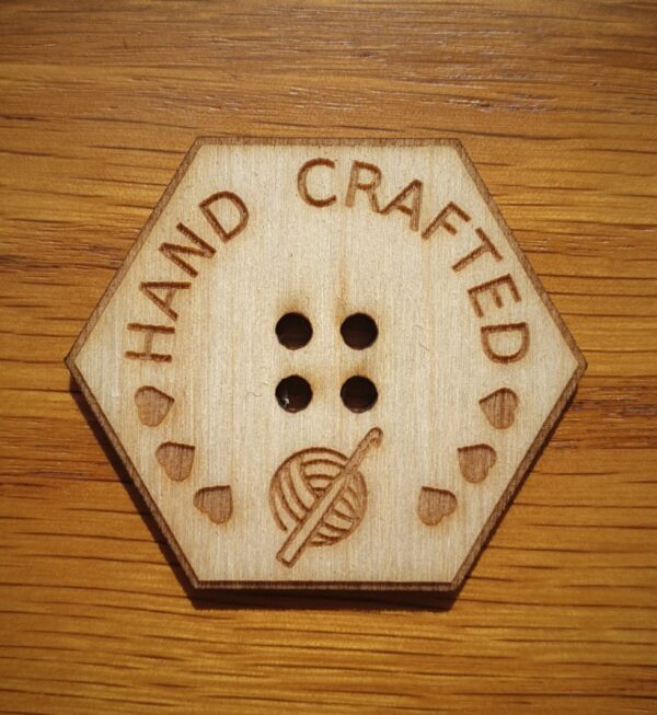 Hexagonal Wooden Button Hand Crafted Crochet