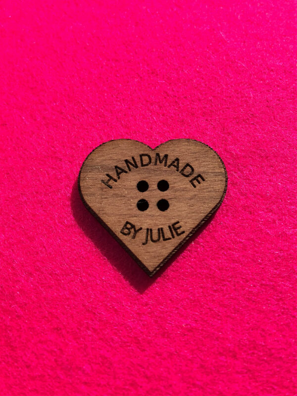 Personalised Heart Shaped Wooden Button Handmade
