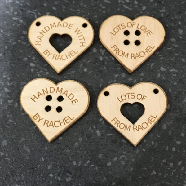 Personalised Heart Shaped Craft Buttons