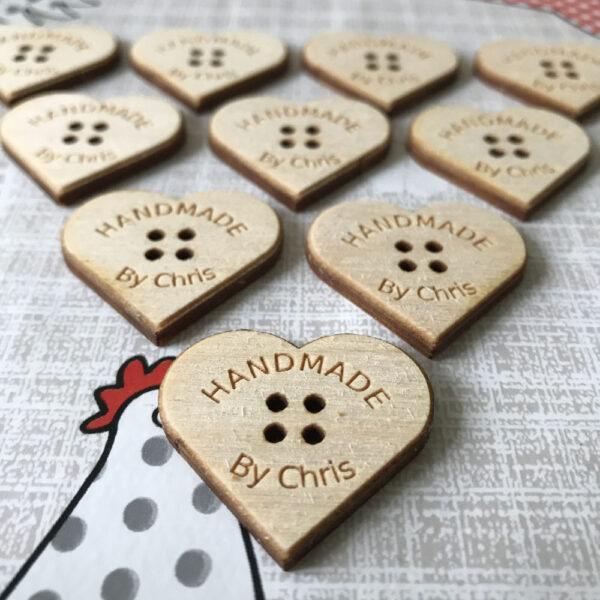 Personalised Heart Shaped Craft Buttons