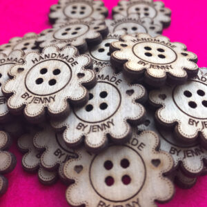 Handmade Walnut Flower Button With Detail 3cm