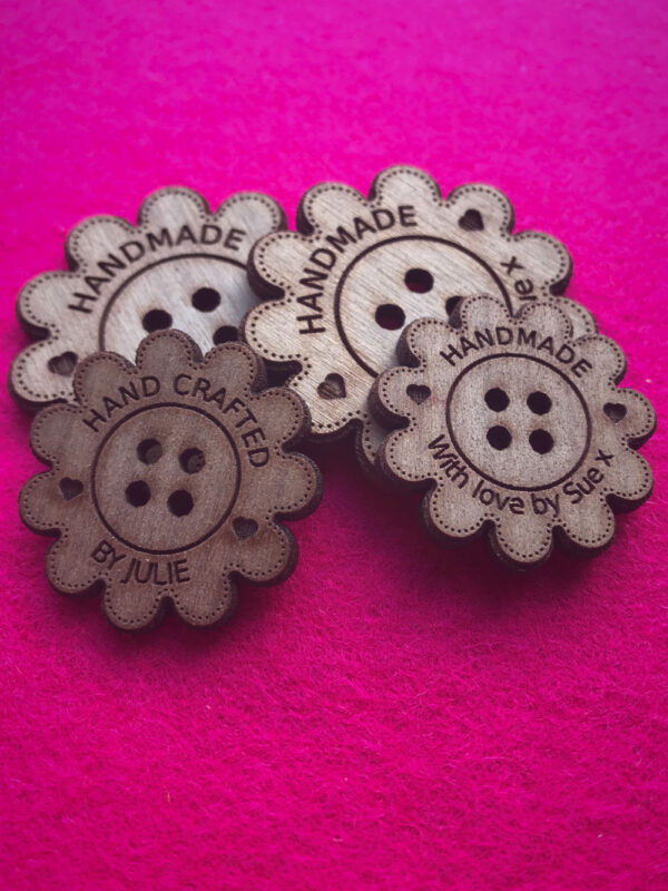 Walnut Flower Wooden Craft Buttons With Detail