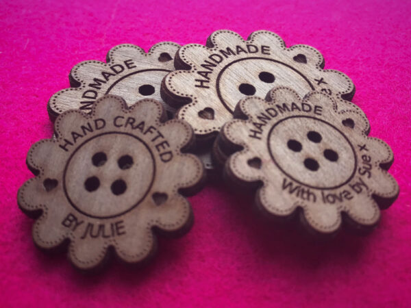 Walnut Flower Wooden Craft Buttons With Detail