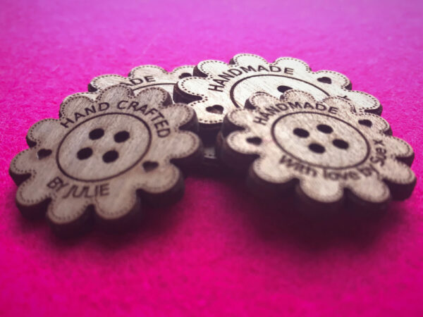 Walnut Flower Wooden Craft Buttons With Detail