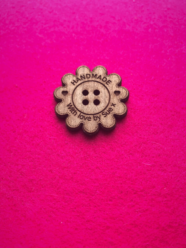 Handmade Walnut Flower Wooden Craft Buttons With Detail 3cm