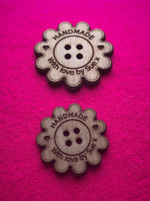 Handmade Walnut Flower Wooden Craft Buttons With Detail