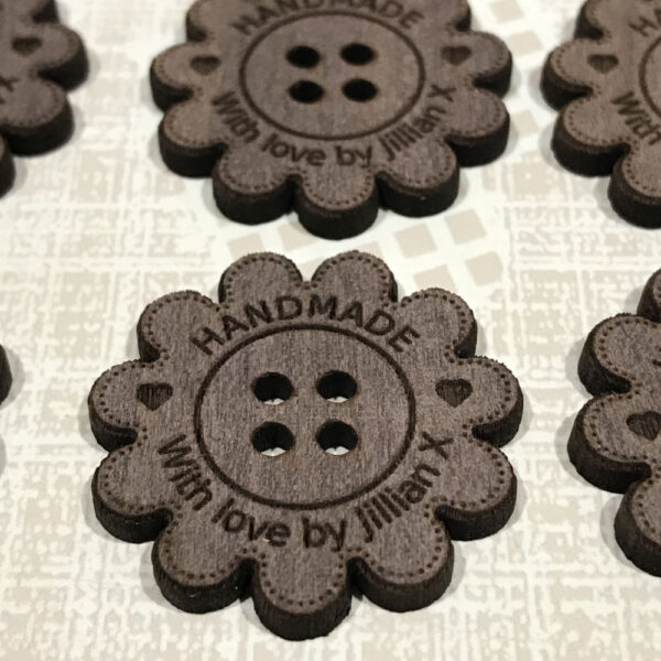 Personalised Walnut Flower Button