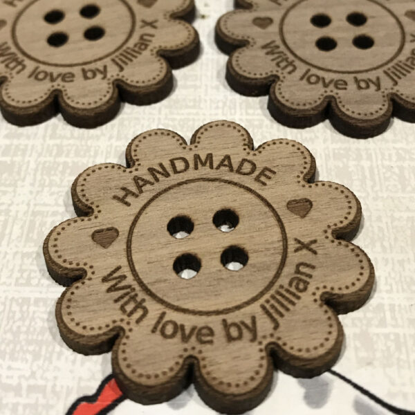 Personalised Walnut Flower Button