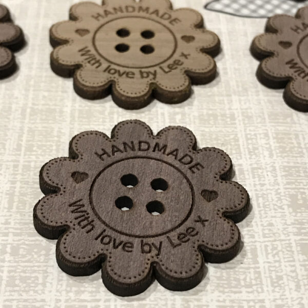 Personalised Walnut Flower Button