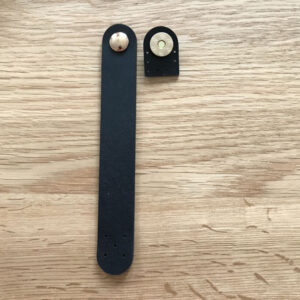 Black Leather Fastener With Gold Magnetic Snap