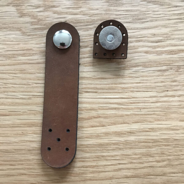 Brown Leather Fastener With Silver Magnetic Snap