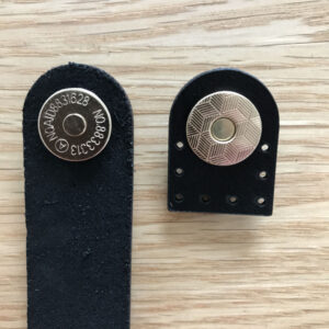 Black Leather Fastener With Gold Magnetic Snap