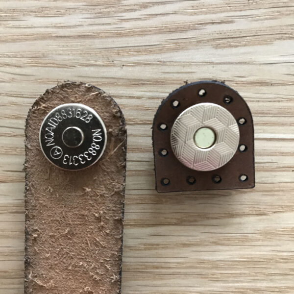 Brown Leather Fastener With Gold Magnetic Snap