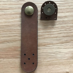 Brown Leather Fastener With Antique Bronze Magnetic Snap