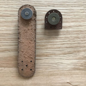 Brown Leather Fastener With Antique Bronze Magnetic Snap