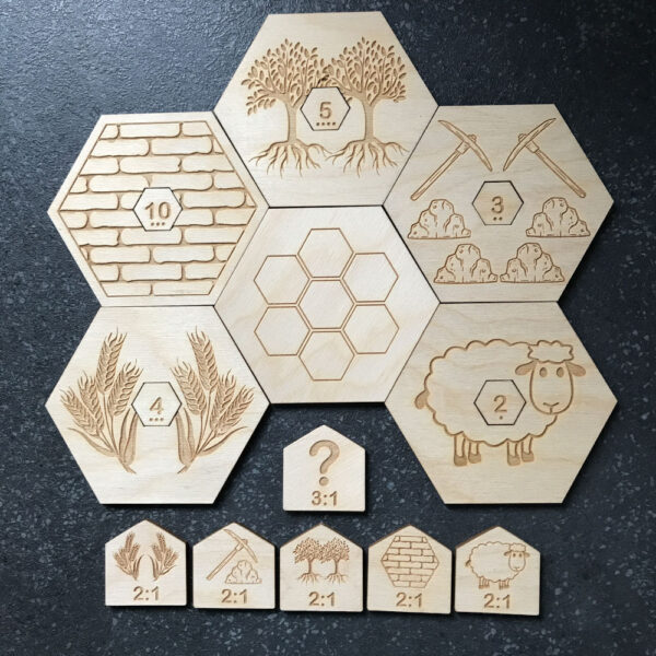 Settlers Of Catan Engraved Game Board Pieces